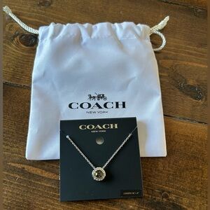 NWT Coach Silver Gem Necklace with Delicate Chain
